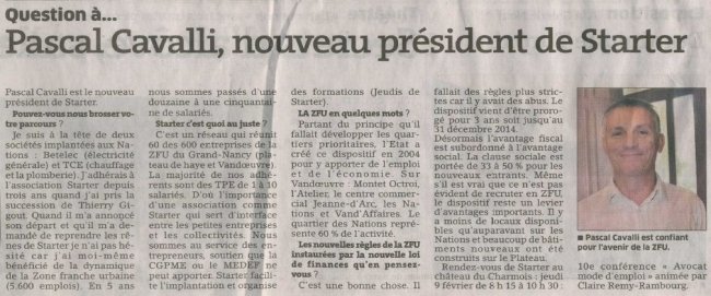 Pascal Cavalli - Nouveau président - Est Républicain du 9 février 2012